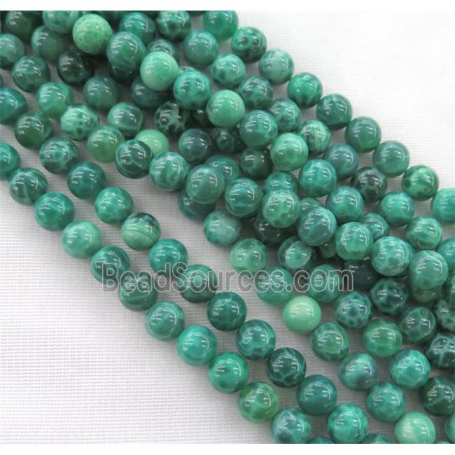 round peacock green Fire Agate Beads