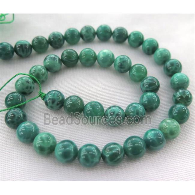 round peacock green Fire Agate Beads