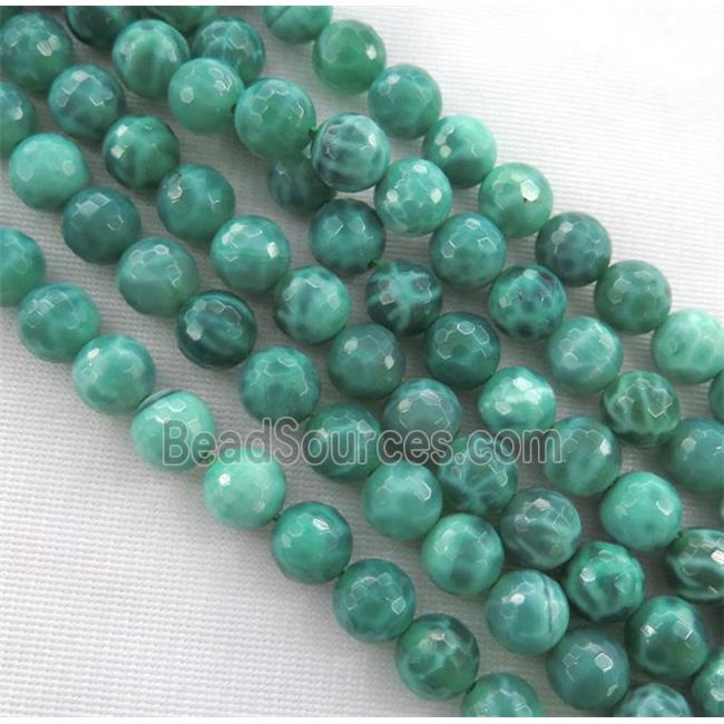 peacock green Fire Agate Beads, faceted round