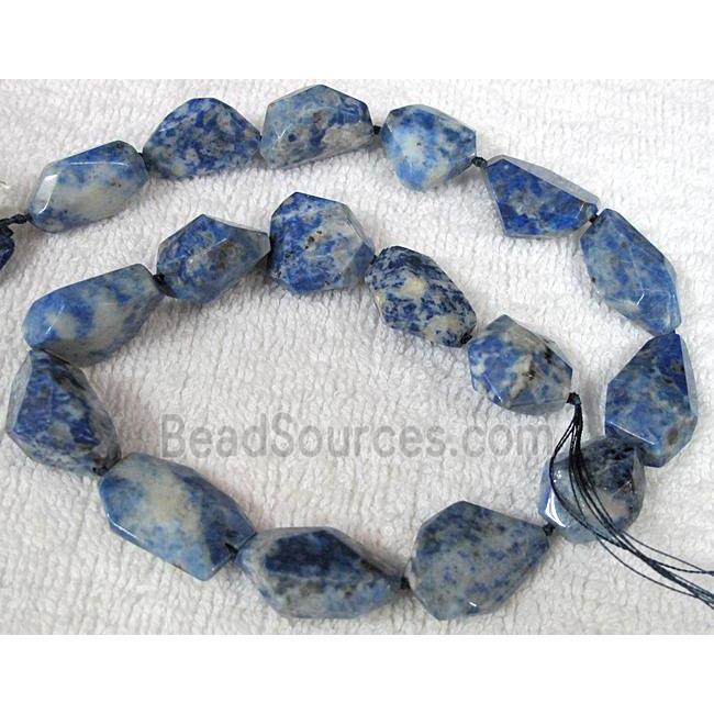 Natural lapis lazuli bead, freeform, faceted