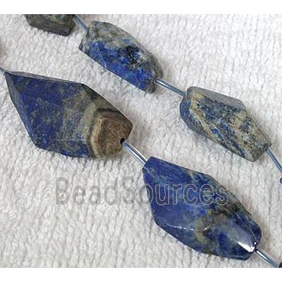 Natural lapis lazuli bead, freeform, faceted