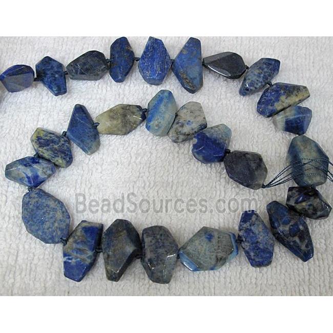 Natural lapis lazuli bead, freeform, faceted