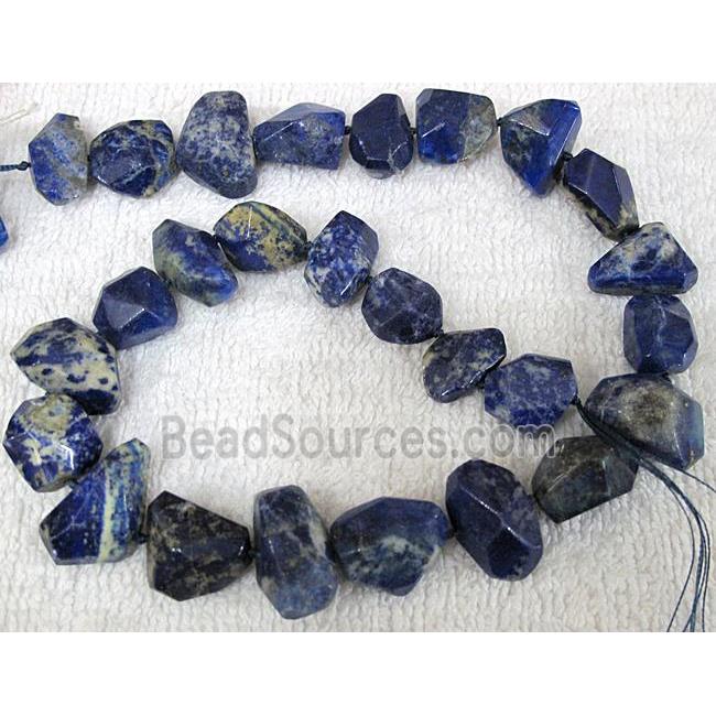 Natural lapis lazuli bead, freeform, faceted