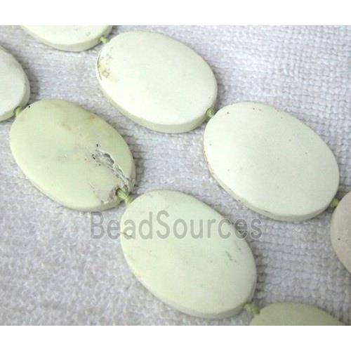 Natural lemon stone bead, flat oval