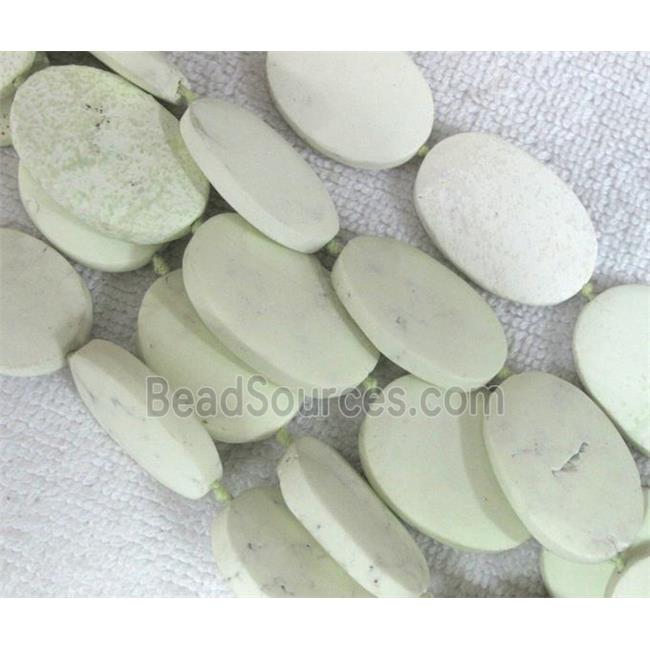 Natural lemon stone bead, flat oval