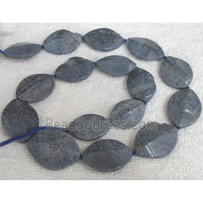 blue Coral Fossil Beads, chrysanthemum, horse-eye