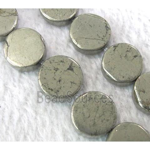 natural Pyrite Beads, flat-round