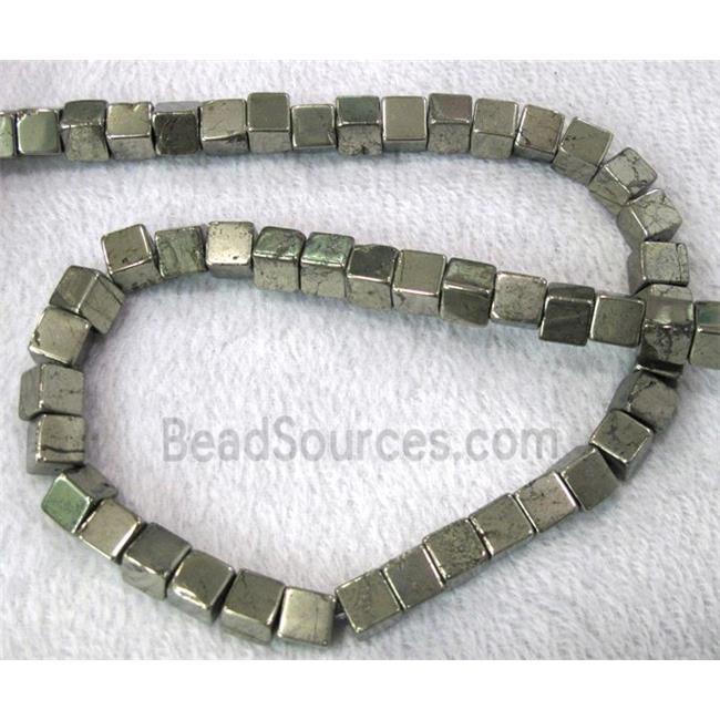 natural Pyrite Beads, cube