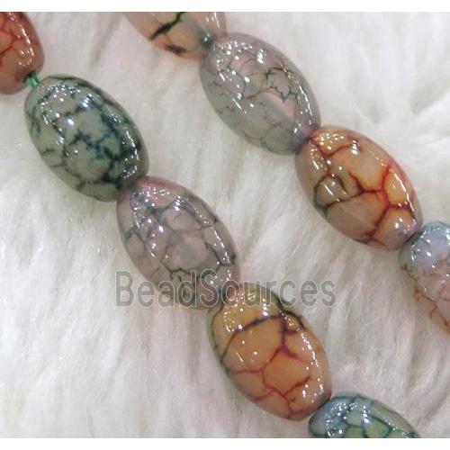 dragon veins Agate bead, barrel, colorful