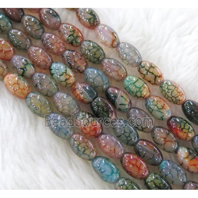 dragon veins Agate bead, barrel, colorful