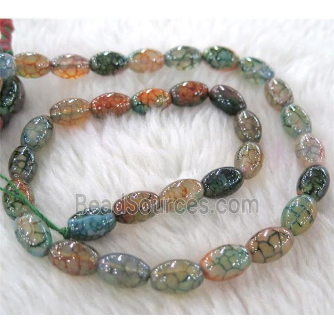 dragon veins Agate bead, barrel, colorful