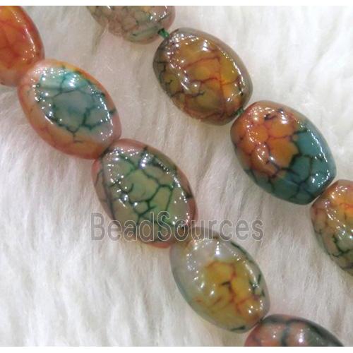 dragon veins Agate bead, barrel, colorful