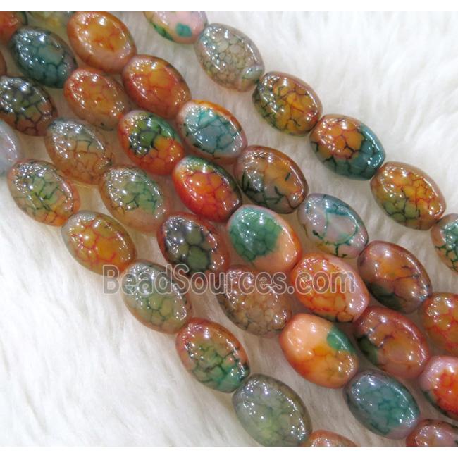 dragon veins Agate bead, barrel, colorful