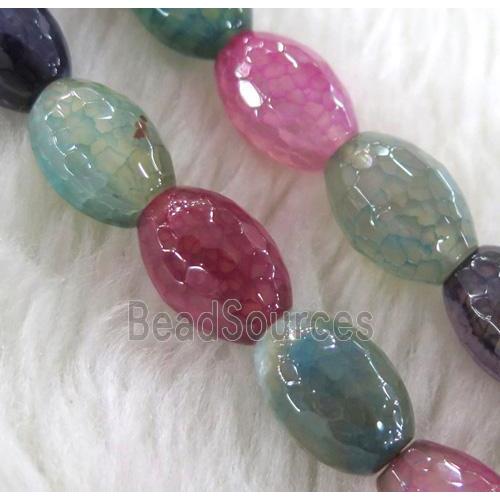 dragon vins Agate bead, faceted barrel, mixed color