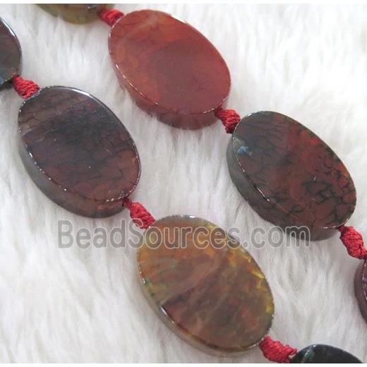 Agate bead, oval, flat, mixed color