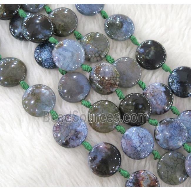 dragon veins Agate beads, flat round, mixed color