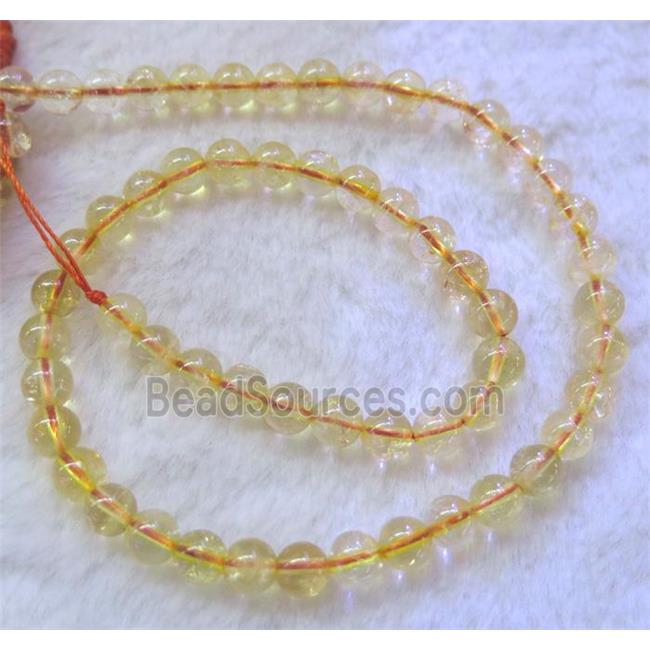 natural Citrine Beads, round, yellow