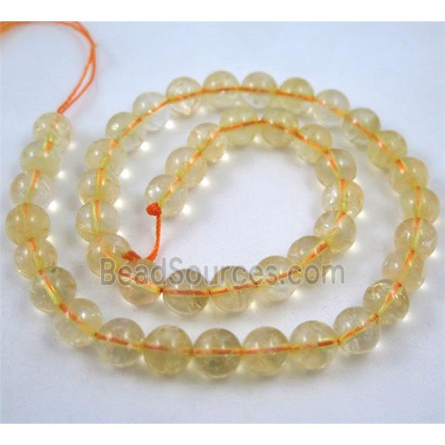 natural Citrine Beads, round, yellow