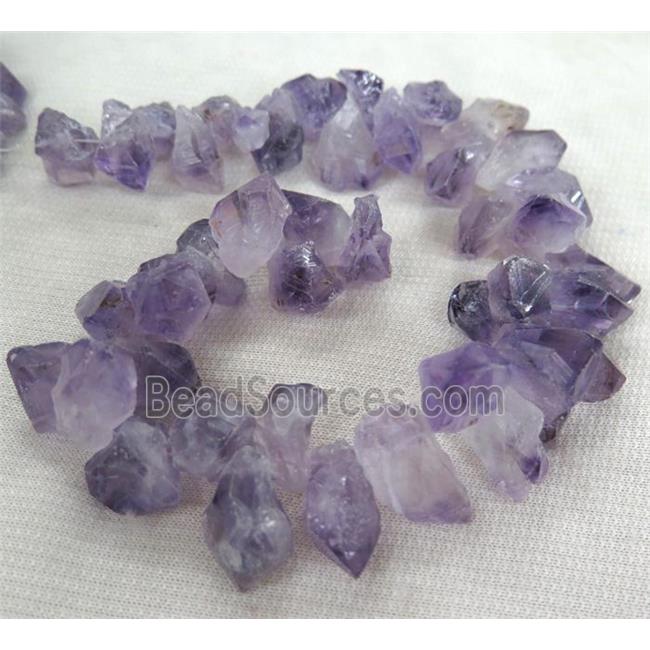 amethyst beads, freeform, point, purple