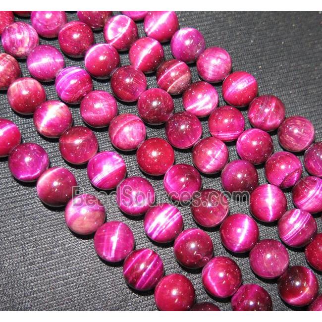 hot-pink tiger eye bead, round