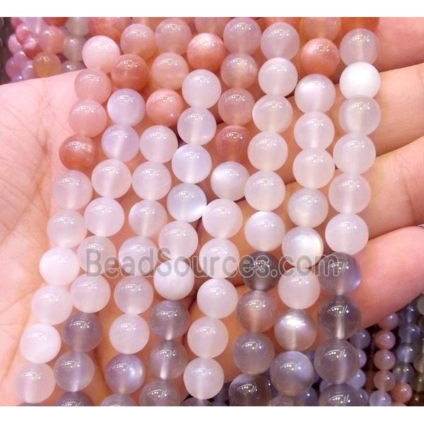 Moonstone beads, round, multi-color