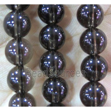 smoky quartz beads, round