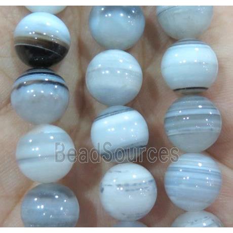 white stripe agate beads, round