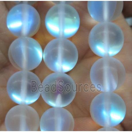 round white synthetic Aura Quartz Crystal Beads, matte