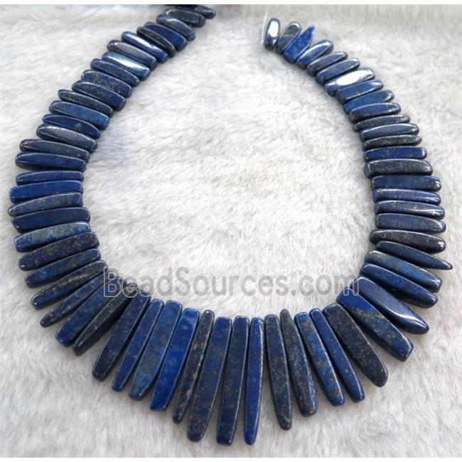 lapis lazuli bead, stick, freeform