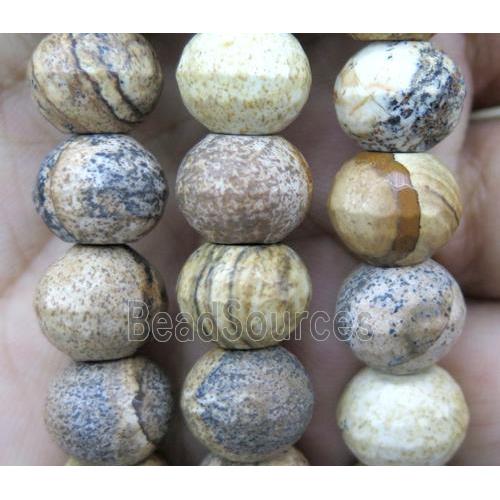 picture jasper beads, faceted rondelle