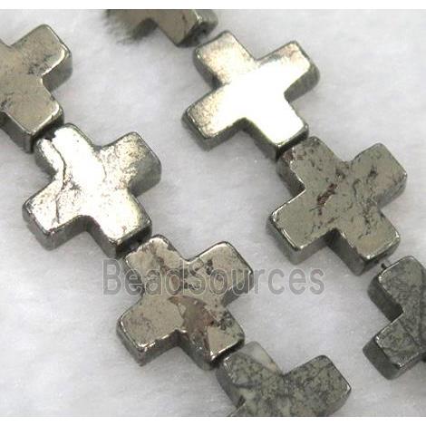 pyrite beads, cross