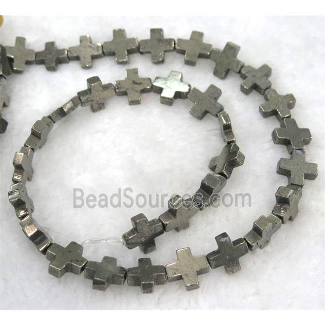 pyrite beads, cross