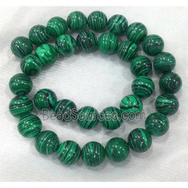 round malachite beads, stabilized, green