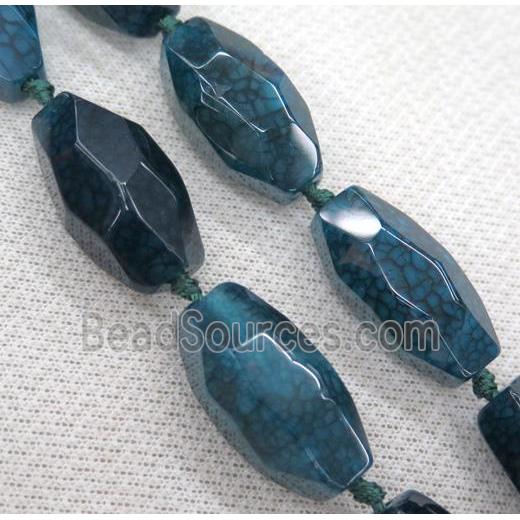 dragon veins agate beads, faceted freeform, see-blue