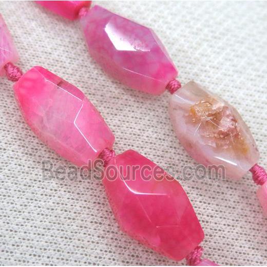 agate bead, faceted freeform, pink