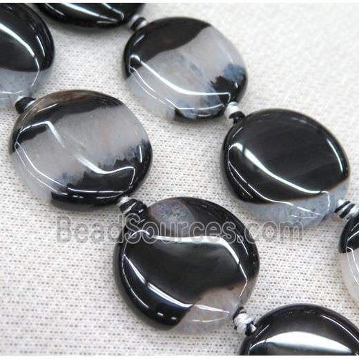 Agate Druzy circle beads, white black