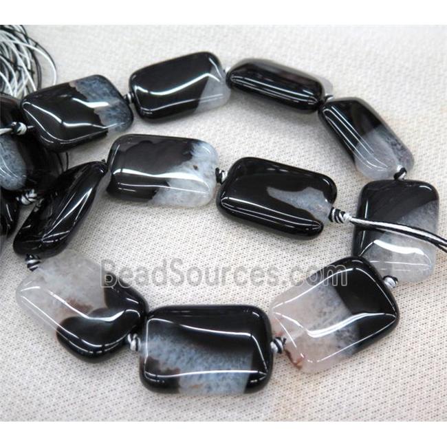 Agate Druzy rectangle beads, white black