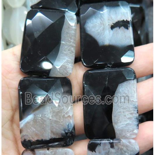 druzy agate bead, faceted rectangle