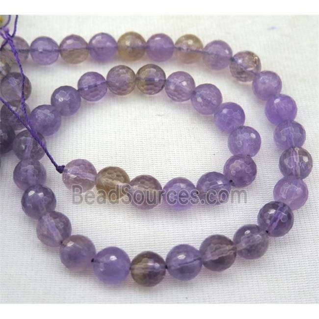 Ametrine beads, faceted round, Grade-AA