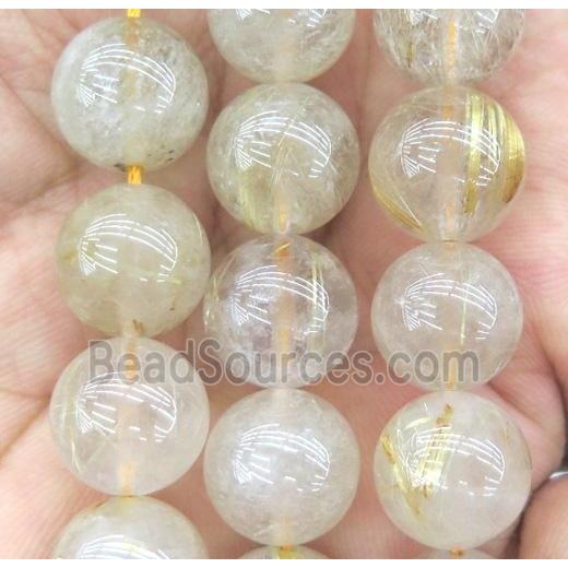 Golden Rutilated Quartz beads, round, grade-AB+