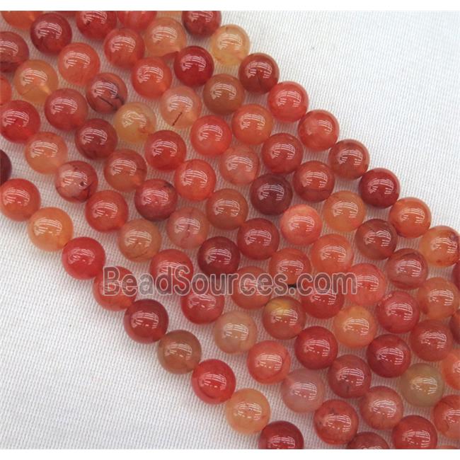 Carnelian beads, round, ruby, grade-A