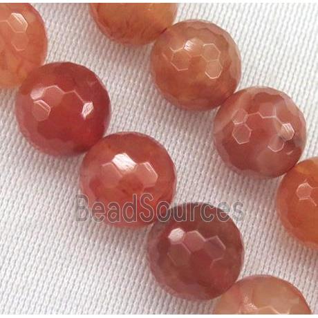 Carnelian beads, faceted round, ruby, grade-A