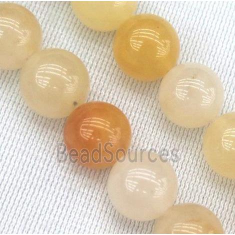 Chinese Yellow Honey Jade Beads Smooth Round