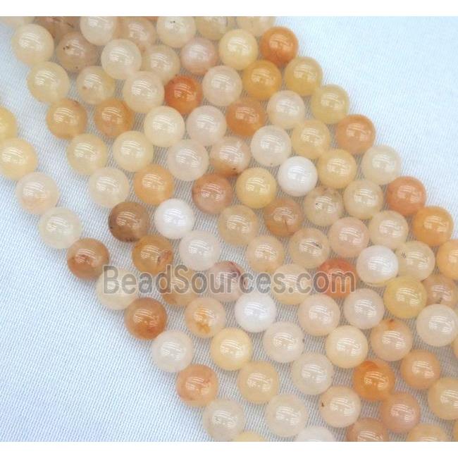 Chinese Yellow Honey Jade Beads Smooth Round