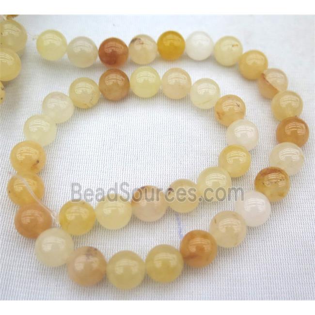 Chinese Yellow Honey Jade Beads Smooth Round