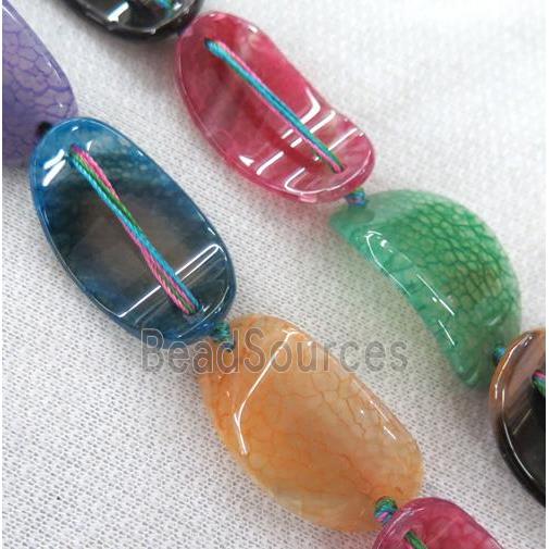 agate bead, mixed color, bend oval