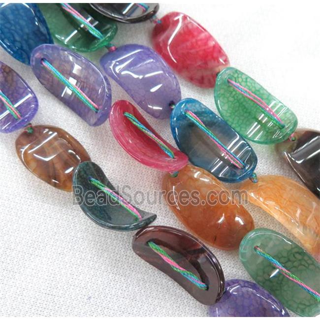 agate bead, mixed color, bend oval