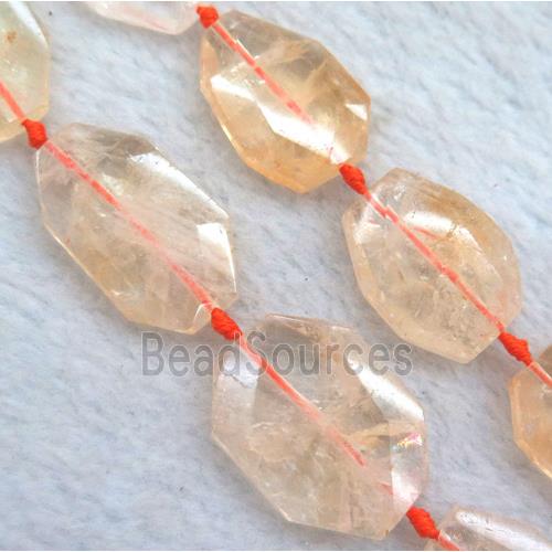 citrine beads, faceted oval, yellow