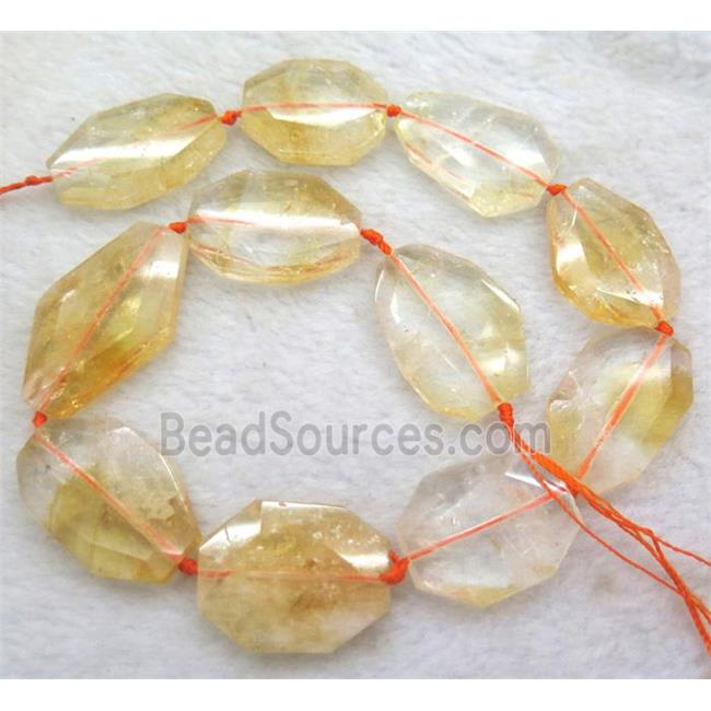 citrine beads, faceted oval, yellow