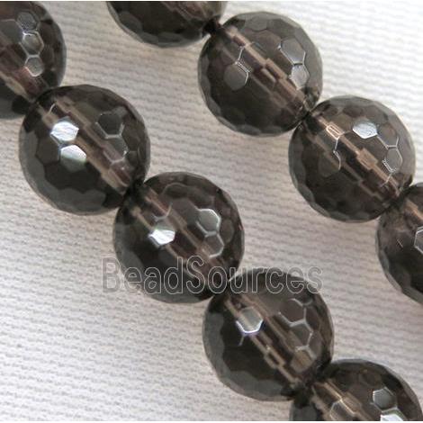 smoky quartz bead, faceted round